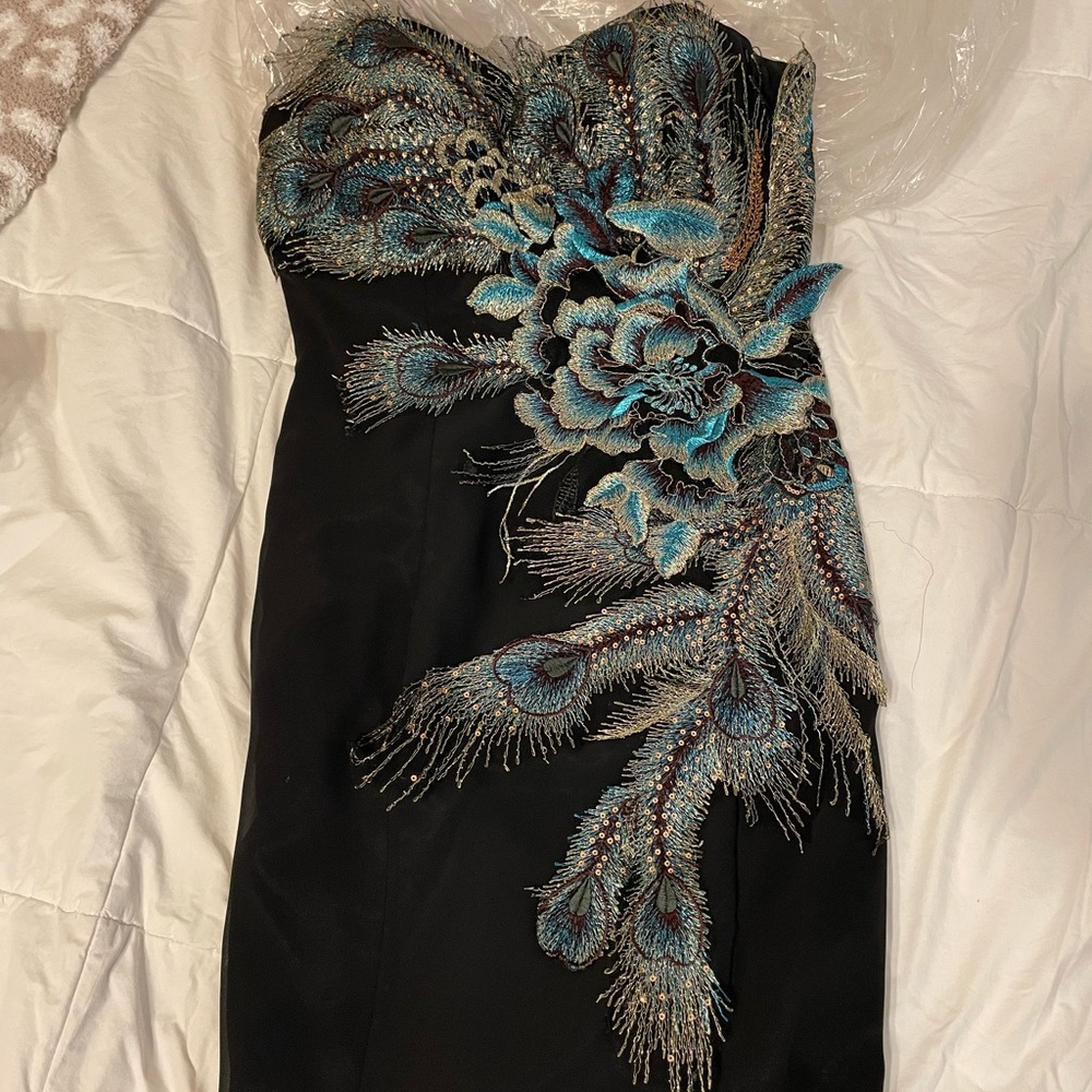 Feathered Evening Gown